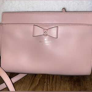 Kate Spade Soft Pink Crossbody Bag with Bow Accent